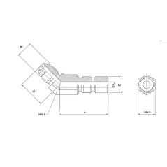 Coude Orientable 45° - MJ/MS - MJ 7/16 - 7/16 MS UNF OR.