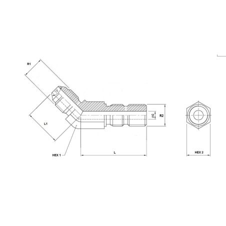 Coude Orientable 45° - MJ/MS - MJ 9/16 - 9/16 MS UNF OR.