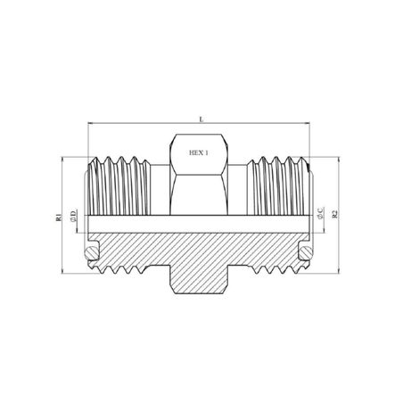 Adapteur ORFS male 1" 3/16- 1"