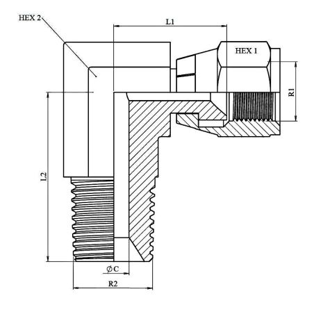 Coude 90° - FJ/MB - FJ 3/4 - MB 1/2"