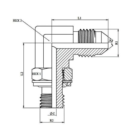 Coude Orientable 90º - MJ/MG - MJ 3/4 - 1/4" MG OR.
