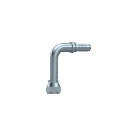 Embout Femelle JIC 90° Long - Cone 74° - 1"1/16 - 12F - Ø Int. 24.69 mm - Ø Int. Tuyau - DN 19 mm - 3/4 DMH - 1