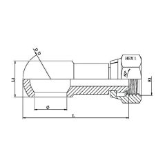 banjo Ø 1/2 BSP (21 mm) hydraulique prolongé filetage F. tournante 1/2 FBSP