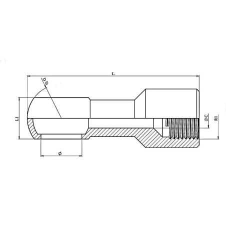 banjo Ø 1/2 BSP (21 mm) hydraulique prolongé filetage F. fixe 1/2 BSP (21 mm)