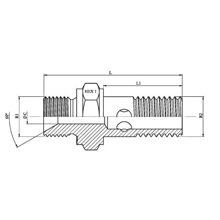 vis Ø 1" BSP (33 mm) - creuse simple hydraulique prolongé pour banjo 1" (33 mm)