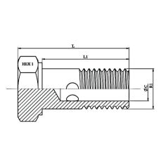 vis Ø M14x150 creuse simple hydraulique pour banjo Ø 14