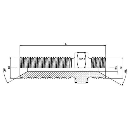 Passe-Cloison Male - Male - non équipé - 1"1/4 MBSP -1"1/4 MBSP