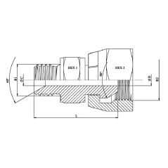 Réducteur Male - Femelle tournante BSP 60º - 3/8" MBSP - 1/2" FBSP