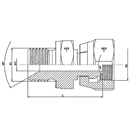 Adapteur Male - Femelle tournante BSP 60º - 1/8" MBSP - 1/8" FBSP