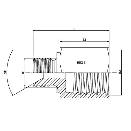 Réducteur Male BSP 60º - Femelle GAZ Fixe - 3/4" MBSP - 1/2" FG
