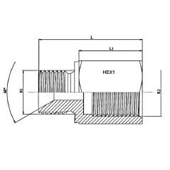 Prolongateur Male 60º - Femelle GAZ fixe - 3/8" BSP- 3/8" FG - L54