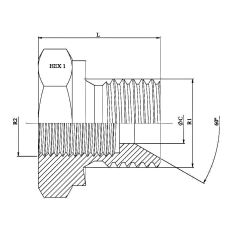 Réducteur Male BSP 60º - Femelle GAZ Fixe - 3/8" MBSP - 1/4" FG