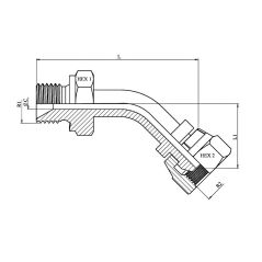 Coude tube 45º - Male - Femelle tournante FBSP(60º) - 3/8" MBSP - 3/8" FBSP