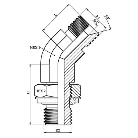 Coude 45º - Male MBSP - Male orientable forgé -1" 1/4 MBSP - 1" 1/4 MG OR