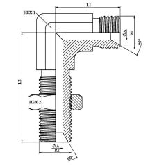 Coude 90º - passe-cloison Male MBSP - 60° - MBSP - 1/4" MBSP - 1/4" MBSP