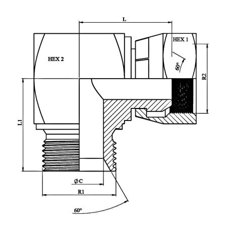 Coude 90º - Male-Femelle tournante - 1/2" MBSP - 1/2" FBSP