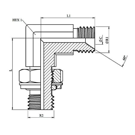 Coude 90º - Male - Male MBSP - orientable forgé - 3/8" MBSP - 3/8" MBSP