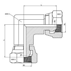 Coude 90º - Ecou tournant - forgé - 1/2" FBSP - 1/2" FBSP