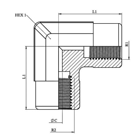 Coude 90º - femelle fixe FG -forgé - 1/8" FG - 1/8" FG