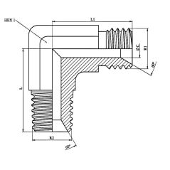 Coude 90º - Male MBSP (60º) -MNPT (60º) - 1" MBSP - 1" NPT