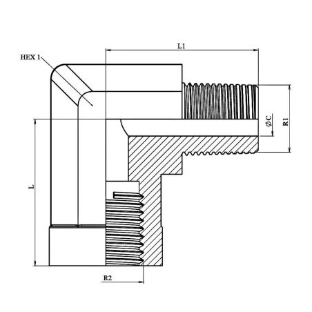 Coude 90º - Male MC -femelle fixe FG forgé - 1/2" MC - 1/2" FG