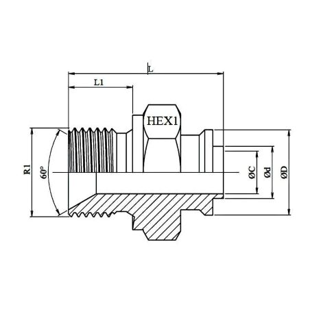 Mamelon hex. BSP à souder 60º (BW)+guide - 1/2" BSP DN 1/2"