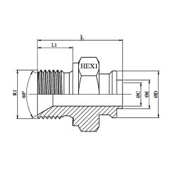 Mamelon hex. BSP à souder 60º (BW)+guide - 1"1/4 BSP DN 1"1/4