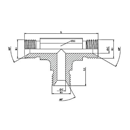 Té Male - Male - Male forgé -3/4" MBSP - 3/4" MBSP - 3/4" MBSP
