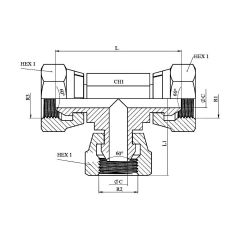 Té Femelle tournante forgé - 1/2" FBSP - 1/2" FBSP - 1/2" FBSP