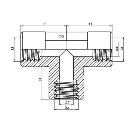 TFG Femelle fixe forgé - 1/4" FG - 1/4" FG - 1/4" FG