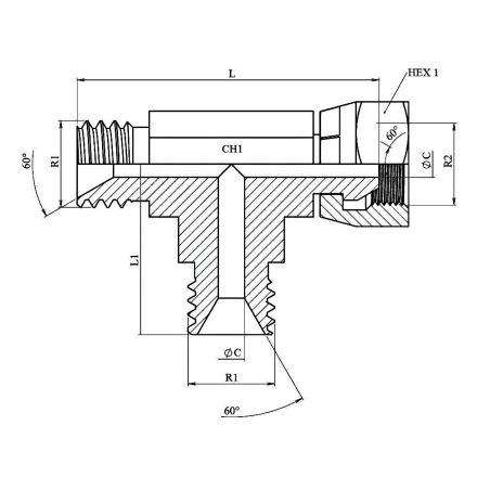 Té Male - Male - Femelle tournante forgé - 3/4" MBSP - 3/4" MBSP - 3/4" FBSP