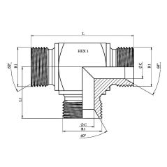 Té Male BSP - Bloc - 3/8" MBSP - 3/8" MBSP - 3/8" MBSP
