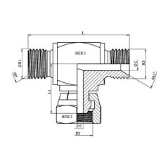 Té Male-Femelle tournante - Male Bloc -3/4" MBSP - 3/4" FBSP - 3/4" MBSP