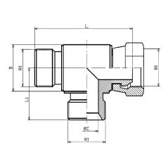 Té Male - Male - Femelle tournante Bloc - 1/4" MBSP - 1/4" MBSP - 1/4" FBSP