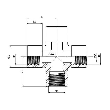 Croix BSP Femelle - 1/2" FBSP x 4
