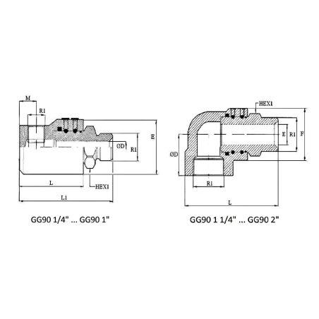 Raccord tournant 90º 1/2" BSP