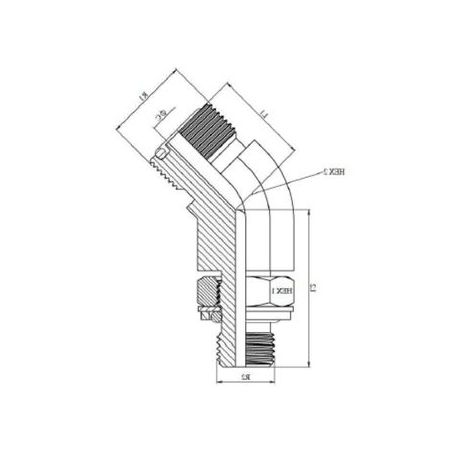 Coude 45º male - ORFS 1"3/16 - BSP 1"