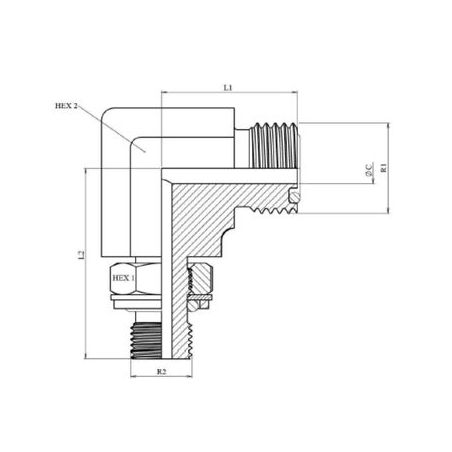 Coude 90º male - ORFS 9/16" BSP 1/8"