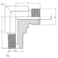 Coude 90º male - ORFS 1"7/16 - NPT 1"