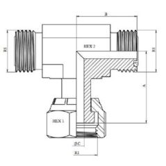 Té ORFS male - femelle tournant - male 1"11/16